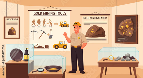 Man in Gold Mining Museum Display.