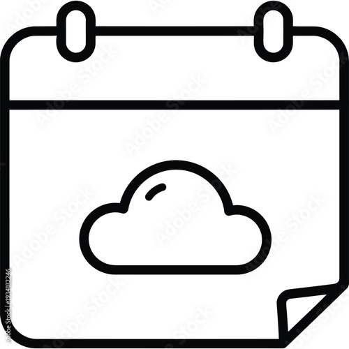 Minimalist Calendar Page with Cloud Icon for Scheduling, Weather Forecasting, and Organizational Planning