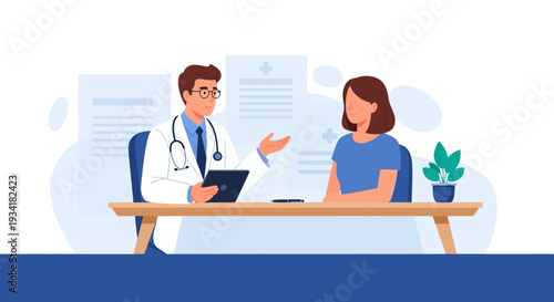 Doctor Consulting Patient, Medical Consultation, Healthcare Visit, Doctor's Office