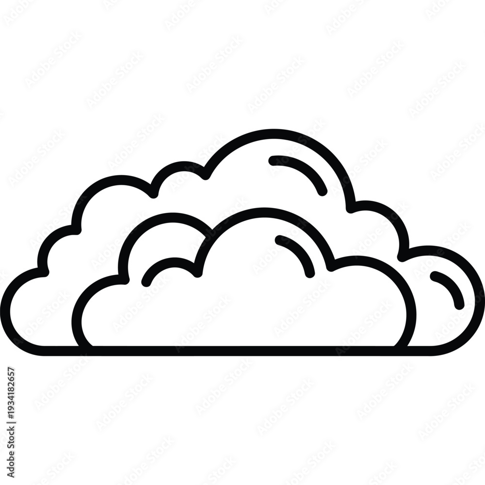 Fototapeta premium Minimalist Cloud Icon Design with Smooth Rounded Edges, Flat 2D Appearance for Weather Graphics