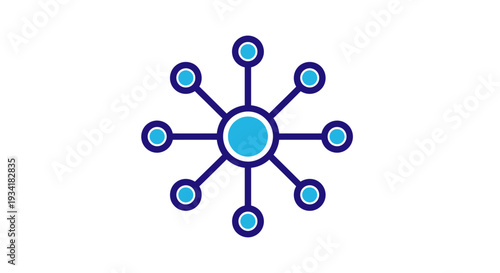 Abstract illustration of a network design with connected nodes in a blue and white color scheme