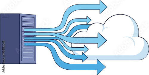 Data Transfer Flows Rapidly from Server to Cloud Storage via Network