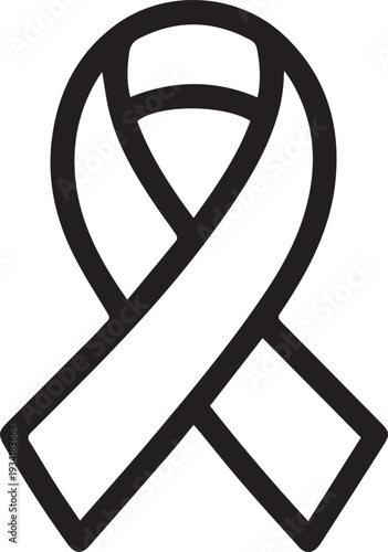 Awareness ribbon icon, depicted with a black outline and white fill, symbolizes support and solidarity for various health conditions, social issues, and important causes.