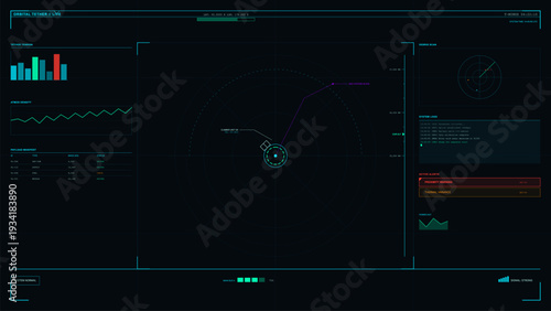 A futuristic digital interface displays real-time orbital tether data, including a central radar map, system logs, payload manifest, and various telemetry graphs on a dark background.