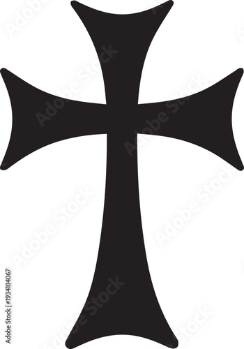 Black crusader cross shape isolated on transparent background graphic religious emblem