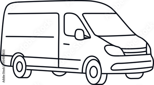 line vector illustration of a minibus. hand-drawn minibus. minibus side view. vector illustration of van