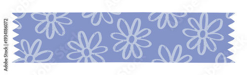 Summer Chamomile Flower Sticky Note Tape. Blue Isolated scrapbook adhesive scotch element