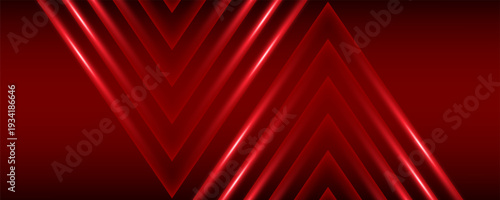 Technology red arrow glowing on dark red background. Hi speed  communication concept. Vector illustration