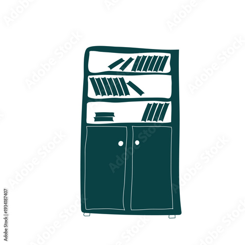 bookcase vector hand drawn design element isolated