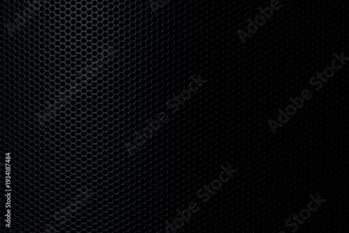 Obraz na płótnie Black Perforated Metal Mesh Texture Background,Close-up of a black metallic spea