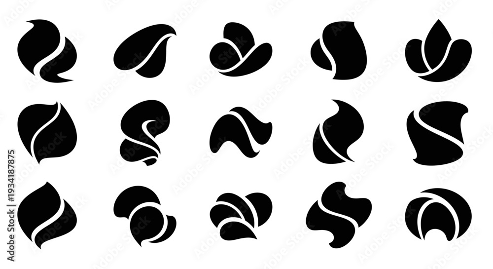 Fototapeta premium Abstract shapes set. Black design elements.