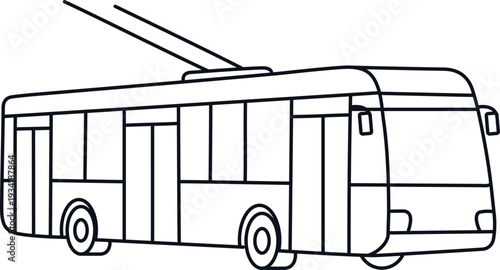 line vector illustration of a trolleybus. hand-drawn trolleybus. trolleybus side view.	