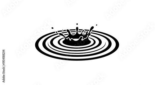 Abstract Black and White Water Drop Ripple Illustration.