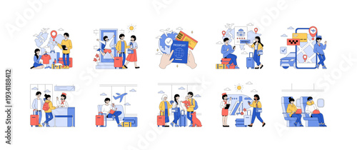 Travel and Vacation Planning Vector Illustration Set