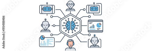 AI agent control panel icons – Suitable for automation tech blogs.