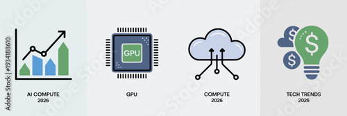 Financial tech icons for AI hardware and cloud expansion trends.
