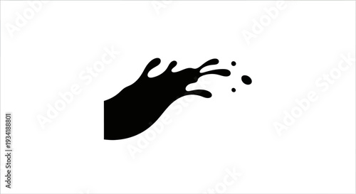 Abstract Black Ink Splash Design on White Background.