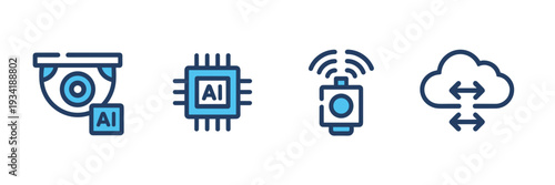Minimalist edge AI and IoT icon sheet – Ideal for mobile app interfaces, tech blogs, or network diagrams.