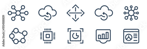 P2P nodes and GPU exchange icon sheet – Great for cryptocurrency platforms, cloud sharing, or data science.