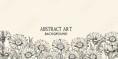 Floral border with sketched daisies against a cream colored backdrop