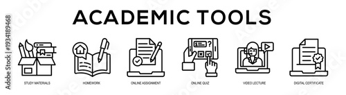 Academic Tools web banner illustration concept