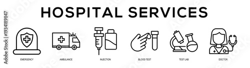 Hospital Services web banner illustration concept