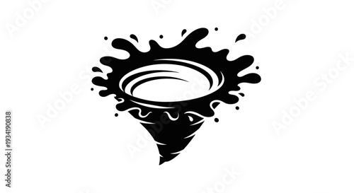 Stylized Black and White Vortex with Splash Illustration.