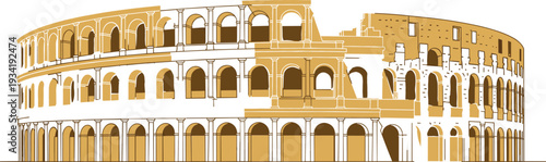 Roman Colosseum Landmark Vector Illustration in Flat Style Isolated on White Background Representing Ancient Architecture, Italian Heritage, and Historic Monument Design