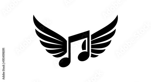 Music Note with Angel Wings - A Symbol of Melodic Freedom.