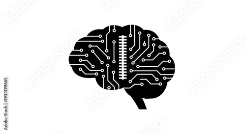 Digital Brain Circuitry Illustration for Artificial Intelligence