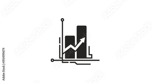 Black and White Business Chart Showing Growth and Data Analysis
