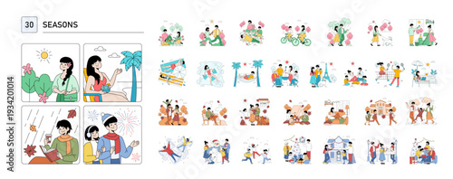 Seasonal Activities and Celebrations Vector Illustration