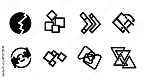 Abstract geometric shapes icons set. Modern design elements.