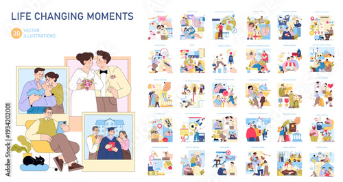 Life Changing Moments Vector Illustrations Set