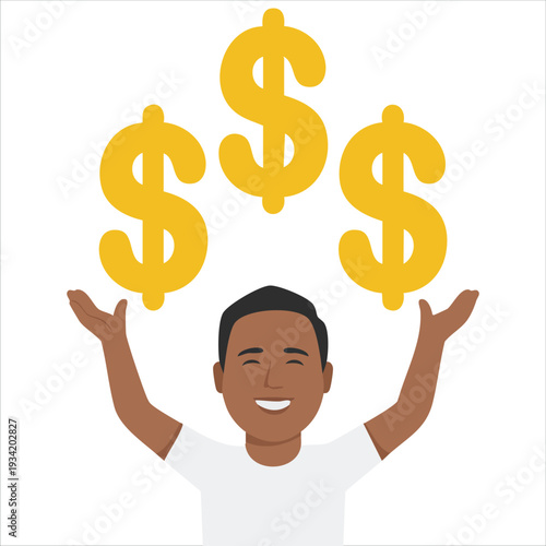 Rich man geometric illustration isolated on background for wealth and success concepts