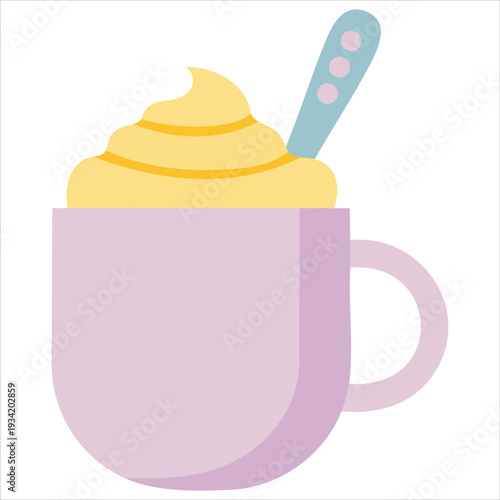 Cup of cocoa flat illustration for home travel and lifestyle series vector design