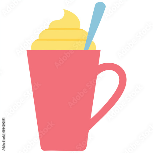 Hot cocoa in a cup flat vector illustration for cozy lifestyle concepts