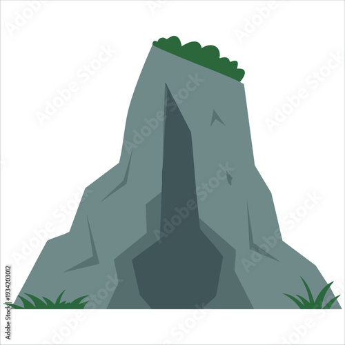 Stone mountain cave entrance isolated vector illustration for nature and adventure themes