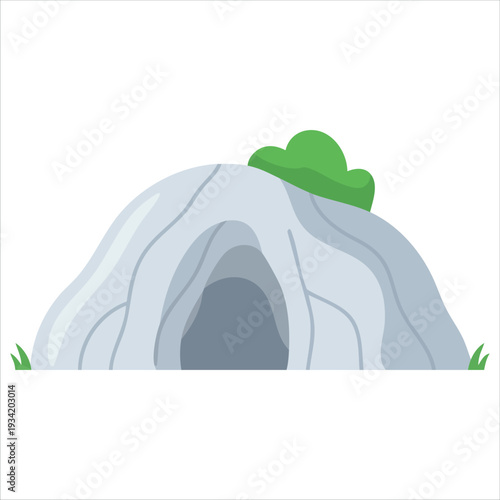 Cave in stone mountain entrance to cave vector illustration isolated on white background