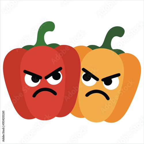 Simple vector illustration of cartoon peppers on white background for food concepts