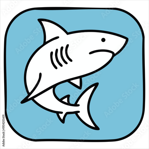 Simple shark illustration vector isolated on white background for ocean themes