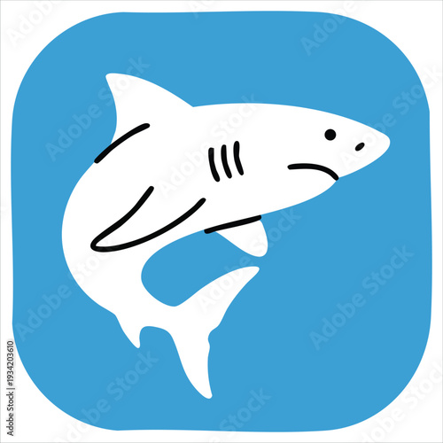 Hand drawn shark vector art isolated on white background for marine designs