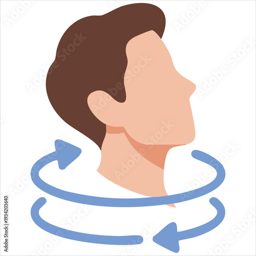 Neck relaxation exercises with circular head massage flat style vector illustration