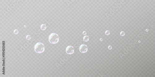 Floating Soap Bubbles Vector Transparent Background