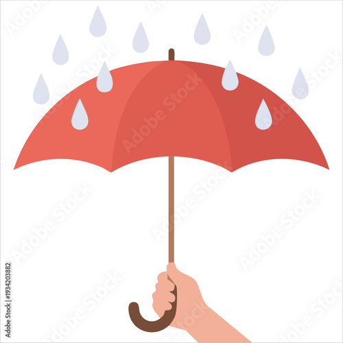 Hand of man holding an umbrella vector illustration isolated on white background