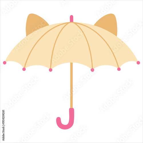 Umbrella with adorable cow ears cartoon style vector illustration