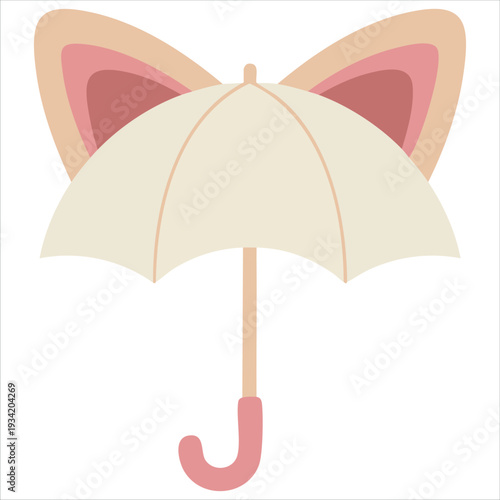 Cute umbrella with cow ears vector illustration on white background