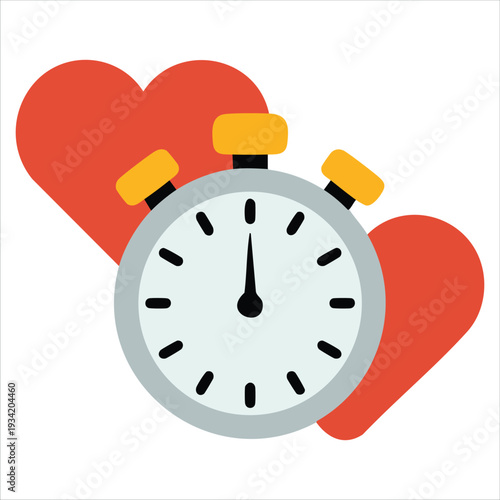 Heart shaped stopwatch icon for healthcare and medical timing concepts vector illustration