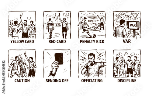 Yellow Red Cards World Cup Soccer Championship Match Officiating Penalty Discipline Vector Set