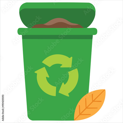 Organic waste composting symbol for environmental conservation vector illustration